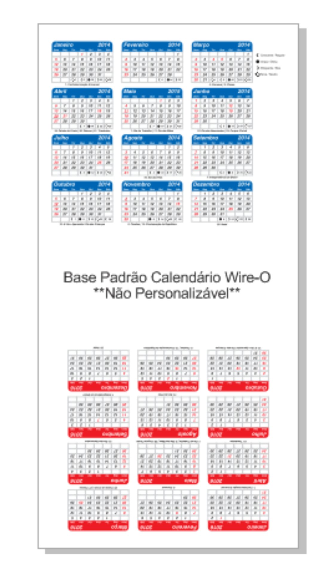 Arte padrão da base para calendário de mesa wire-o